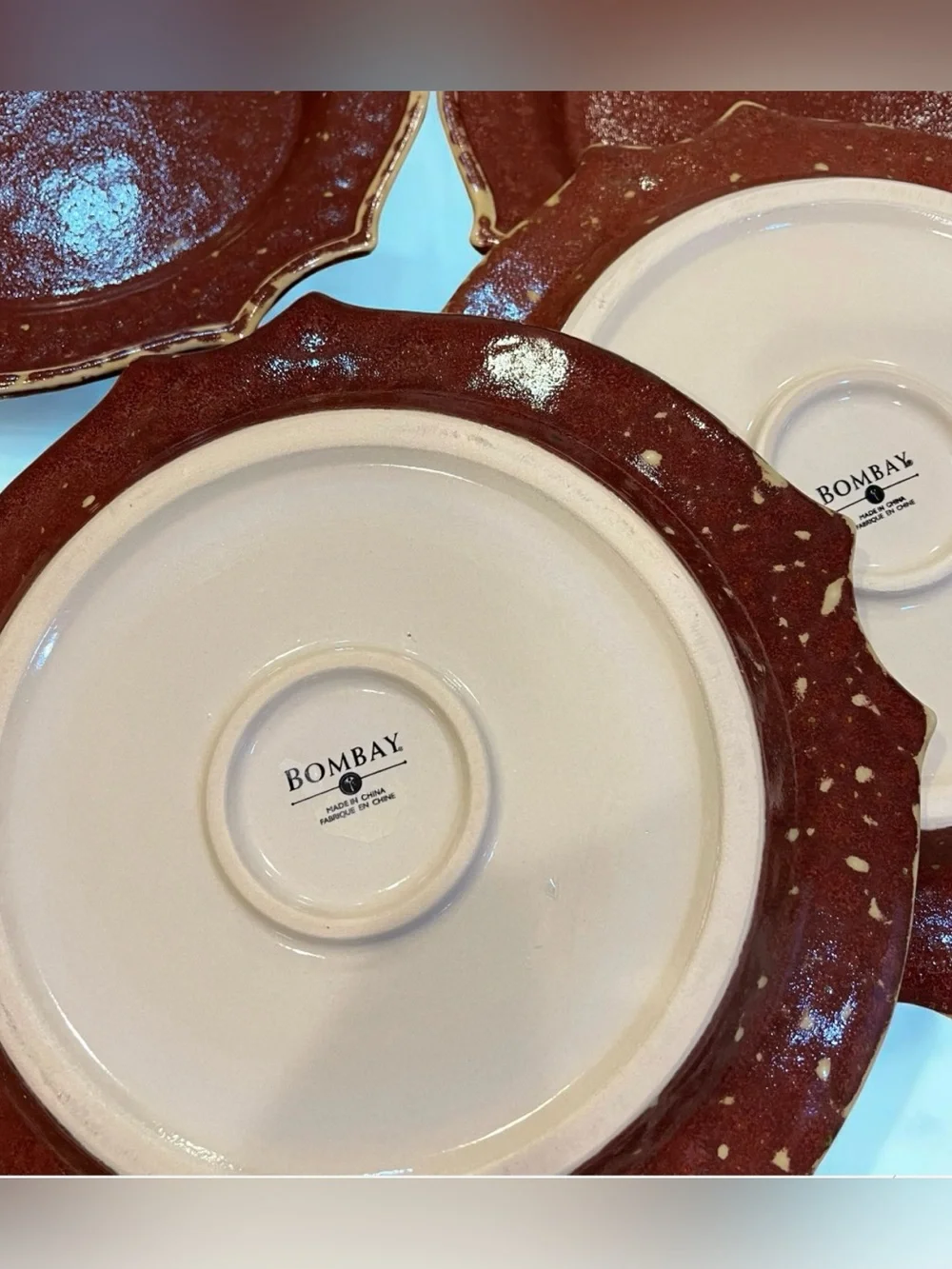 Bombay Tudor Dinner Plates Old World Medieval Gothic Moody Red Burgundy Vintage